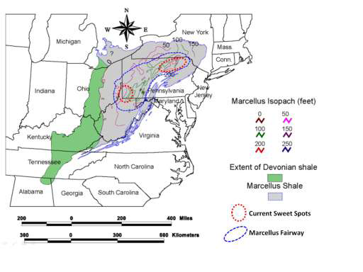 Map of the Marcellus Shale