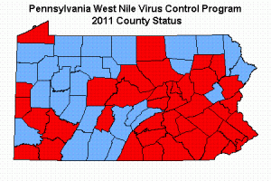 Pennsylvania's West Nile Virus Map - 08/08/11